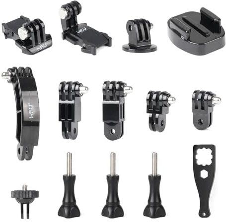 HSU Grab Bag Basic - Kit di montaggio per fotocamera GoPro, montaggio con fibbia a sgancio rapido, bracci di estensione, supporto treppiede, adattatore per fotocamera da 1/4 e viti a testa zigrinata