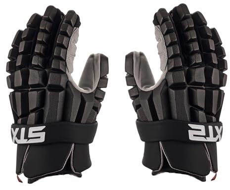 STX LZR Lacrosse Gloves, Small, Black, Pair