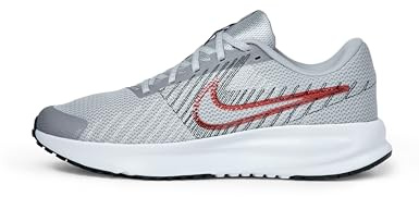 Nike Baskets Run Defy pour Homme, Gris Loup Noir Blanc Cramoisi Vif, 41 EU