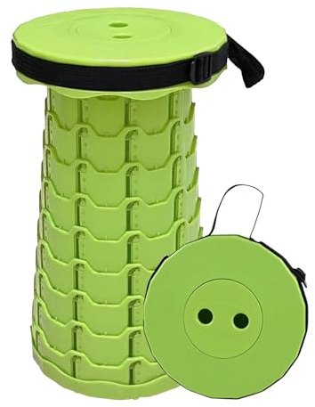 Portable Folding Stool, Height Adjustable Telescopic Stool, Lightweight, Portable and Durable, Suitable for Outdoor Camping, Fishing, BBQ and Hiking, Indoor Kitchen, Bearing 440 lbs (green)