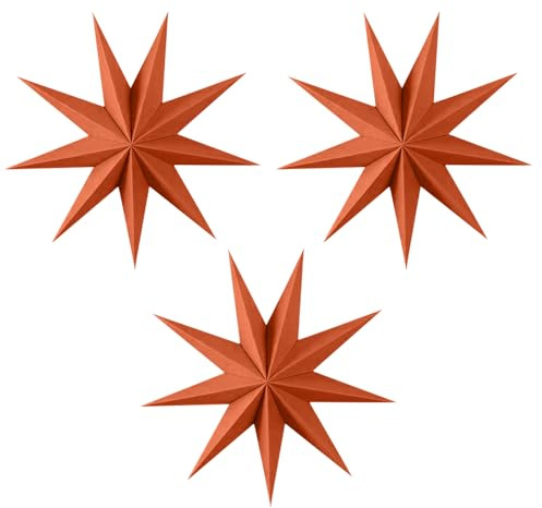 ACESOME 30 cm pappersstjärna julstjärna, vikbara stjärnor, dekoration, neunhörnig julstjärna, dekoration, juldekoration, advent, julgran, fönster hängande dekoration (3 orange)