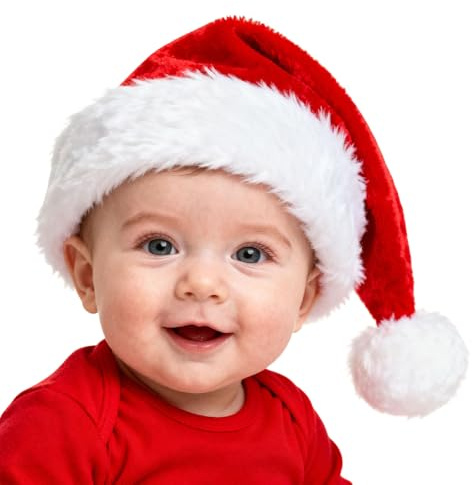 YAUOIPI Gorros de Navidad Bebe, Suave Doble Capa de Peluche Sombrero de Santa para Niños, Comodidad Terciopelo Rojo Papá Noel Gorro Navidad para la Fiesta Temática Festiva de Navidad Año Nuevo (Rojo)