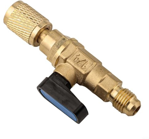 Válvula de cierre de aire acondicionado para sistemas R22 y R410a, válvula de bola manual de latón con 1/4 pulgadas para interfaz imperial, 75 mm x 15 mm x 11 mm para carga HVAC,