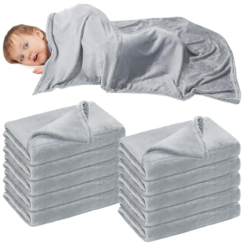 Lot de 10 Couvertures de Sieste Enfant, Plaids de Crèche Gris 100 x 120 cm