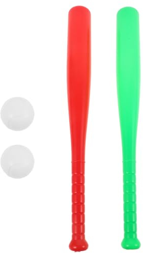 Abaodam Lot de 2 Sets de Battes de Baseball d'Entraînement en Plastique Léger Couleurs Rouge et Vert Ensemble de Baseball de Jardin pour Garçon et Filles Jouets d'Extérieur pour