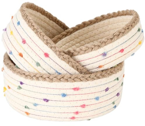 Sea Team 3 Pack Jute Cotton Rope Trinket Desktop Storage Baskets