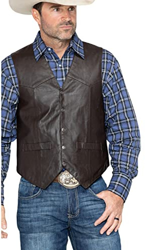 Scully Men's Lambskin Snap Front Vest Brown X-Large