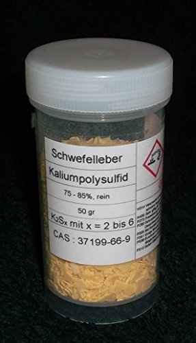Svavelgpulver kaliumpolysulfid K2Sx, 50 g, 75-85 % ren | beta koppar, beta silver, låt konstgjord åldras