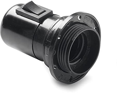 FAMATEL – Portalámparas roscado con interruptor y arandela | Baquelita | E-27 | Negro