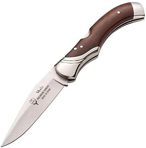 Muela GL-10COA kniv 9,5 cm MoVa stålblad och cocobolo-grepp med alpacka för jakt, fiske, överlevnad och bushcraft, tillverkad i Royal City + presentflaskhållare