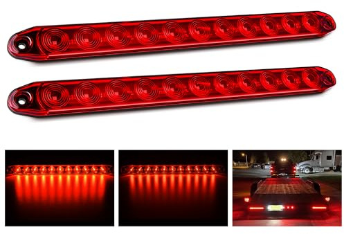 Nilight 2PCS 16Inch 11 LED Red Trailer Light Bar for Parking Stop Turn Signals Tail Brake DOT Compliant IP65 Waterproof Truck ID Marker