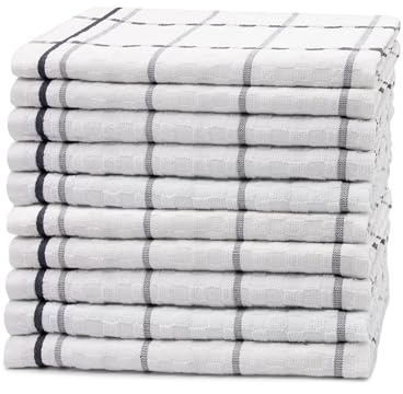ZOLLNER Set di 10 strofinacci in cotone - 45x60 cm - canovacci da cucina super assorbenti e di lunga durata - lavabili a 60°C - bianco - qualità gastronomica - Certificato Oeko Tex (R)