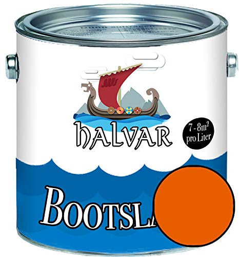 Halvar 2-K GLÄNZEND Yachtlack Orange RAL 2000-2012 Bootslack für GFK/Polyester/Kunststoff 2-Komponenten Lack inkl. Härter (1 L, RAL 2004 Reinorange)