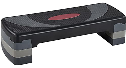 Yaheetech Exercise Stepper 3 Levels 10cm,15cm,20cm Height Adjustable Aerobic Steppers Fitness Workout Equipment Steps Suited for Aerobics, Cardio, Weights, Yoga,Gray