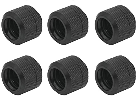 Dracaena - Confezione da 6 raccordi a compressione con filettatura G1/4 a diametro esterno di 14 mm, con design alto del corpo per computer sistema di raffreddamento ad acqua, nero