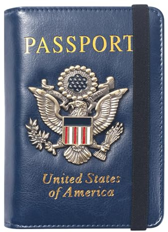 FACATH Premium Passport Holder for Travel, RFID Blocking Passport Cover Slim, Durable & Travel-Friendly, Passport Wallet Keep Your Documents Safe & Organized (Navy Blue)