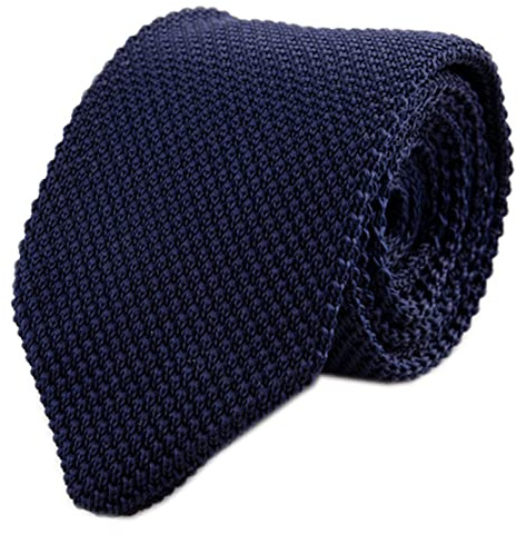 Rossika Men Woven Silk Midnight Navy Blue Skinny Tie Slim Plain Necktie 010