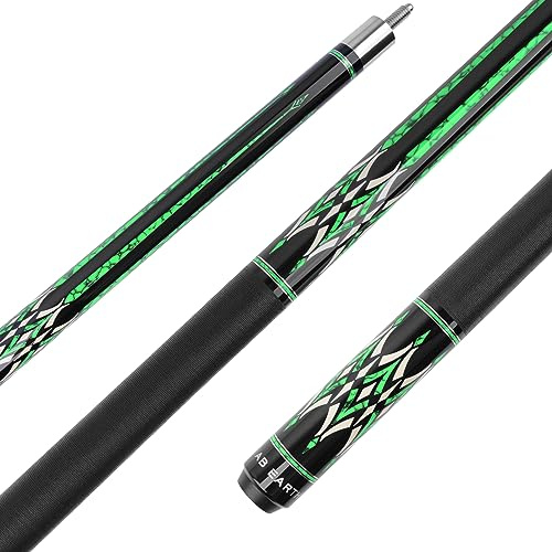 AB Earth 58 tum pool kö pinne kanadensisk lönn 13 mm spets biljardkö med irländskt linneomslag (538 g, grön)