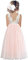 Beganly Vestito da bambina in pizzo con scollo a V, senza maniche, soffice, in tulle, da principessa, da festa, Lungo rosa, 7-8 Anni