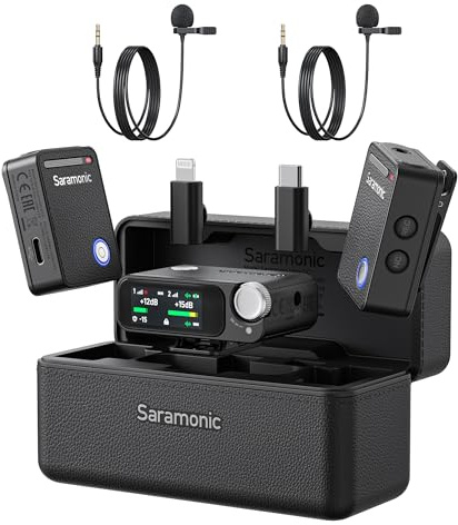 Saramonic Ultra | Wireless Lavalier Microphone, 32-Bit Float Recording, Timecode Sync, Noise Cancellation, IPX5 Water Resistance, 984’ Range, 130dB SPL, for Cameras, Smartphones, Computers (ULTRA03)
