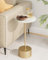 HEYZOEY Beistelltisch, Kleiner rund Cocktailtisch, Weiß Couchtisch mit Marmormuster, Getränketisch für kleine Räume,Wohnzimmer,Schlafzimmer,Weiß & Golden