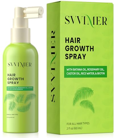 Svvimer Hair Growth Spray Serum - with Rosemary Biotin Batana Oil for Hair Loss and Thinning Hair - Thicker Fuller Hair for Women Men 60 ml (Pack of 1)