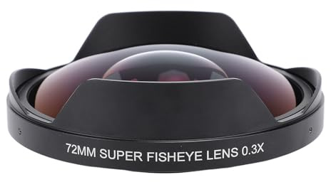 72Mm 0,3-faches Fischaugenobjektiv, Weitwinkel-Fischaugenobjektiv mit Großer Schärfentiefe und Haube, Weitwinkelobjektiv aus Optischem Glas für Kamerafotografie, Weitwinkelobjektiv