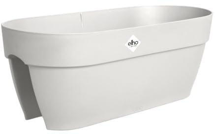 elho Vibia Campana Flower Bridge 60 - Blumenkasten Balkon mit Halterung - 100% Recyceltem Plastik - L 59 x B 26 x H 22 cm - Weiß/Seidenweiß