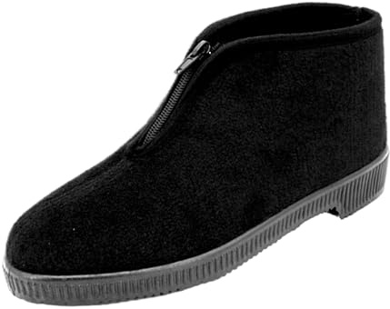 JOMIX Zapatillas de Casa Hombre Pantuflas Botín con Cremallera Invierno Calentitas yAantideslizantes Suela de Goma Caña Alta Fieltro Suave Fáciles de Poner Confort para Mayores ITU2518 Negro 42