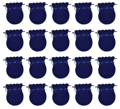 20 sacchetti in velluto, piccoli sacchetti in velluto, con coulisse, portatili, 9 x 7 cm (blu), per gioielli, caramelle, matrimoni, feste, fai da te, riutilizzabili, per orecchini, bracciali