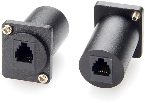 Plinkwirekb RJ11/RJ9 4P4C panelmontering genomströmningskontakt CAT3 RJ9 hona till hona telefon linje genom uttagadapter XLR panel/D-typ panel M