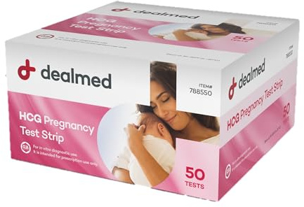 Dealmed HCG Pregnancy Test Strips - 50 Pack Home Testing, Quick Results in 3-5 Minutes, CLIA Waived