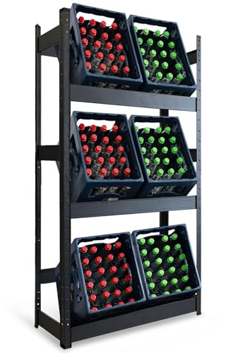casa pura Drinks Crate Rack for 6 Crates - 160 x 80 x 30 cm - Drinks Shelf, Box Shelf for Drink Crates, Bottle Rack, Box Stand - Shelf for Drinks Crates (Osaka)