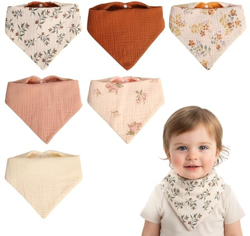 Fsahiuf Lot de 6 bavoirs triangulaires en coton pour nouveau-né, garçon et fille