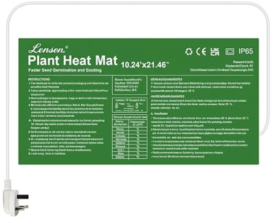 LEVSON Vattentät värmematta för växthus, 20 W, värmematta för sådd och stora växter 26 × 54,5 cm, reptiler och växthusinkubation groddmatta