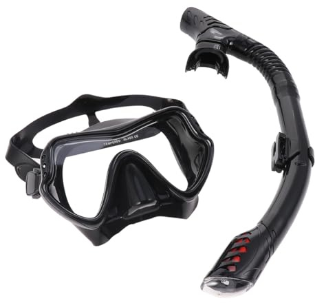 CORHAD Masque de Plongée Complet en Silicone avec Tuba Kit Antibuée et Anti-Fuite pour Hommes et Femmes Snorkeling et Natation sous-Cadre Noir Robuste