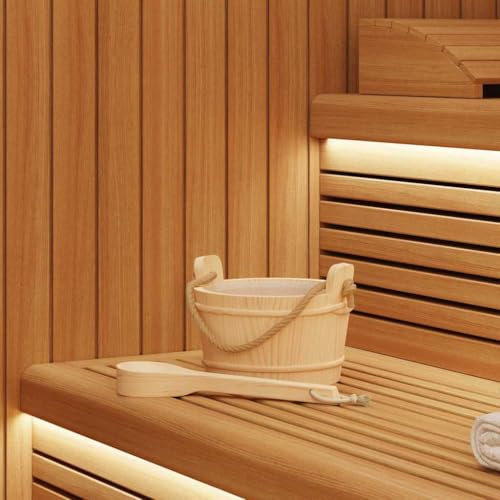 Genérico Cubo de Sauna 2 pcs Marrón Madera de Pino Sólida y Cáñamo,Casa y jardín,Piscina y SPA,Accesorios de Sauna,42023675