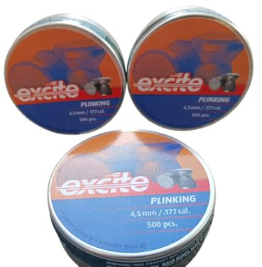 Lata de 500 Unidades Balines 4.5 mm (.177) Excite Plinking de Copa Plana para Aire Comprimido Perdigones de Calidad para Pistola y Carabina - Munición de Alta Precisión para Tiro al Blanco (3, 1500)