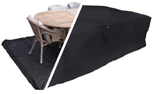 HOME It Garden, copertura per mobili da giardino, 210 x 155 x 95 cm, 600D, rivestimento in PVC, impermeabile, protezione UV, 2 ventilazioni, chiusura lampo e cordino, colore: nero