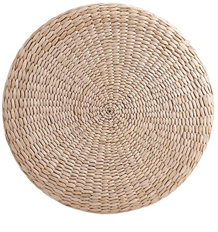Fafeicy Coussin de Sol Tatami de 40 Cm, Coussin de Méditation en Paille, Pouf Rond avec Rembourrage en EPE, Tapis de Yoga Doux tissé à la Main de 6 Cm d'épaisseur pour la Maison, Le Balcon, la