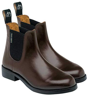 Harry Hall Women's Jodhpur Boot - Leather Lining, Cushioned Sole, Elastic Gusset - Ankle Height for Riding & Competition - Brown - Durable Resin Rubber Sole - Size 5