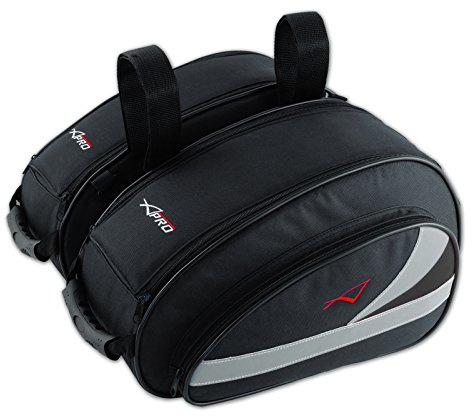 A-Pro Side -Coppia Borse larerali in tessuto, Per Sport / Touring / Scooter / Enduro / Custom, Impermeabili, 18L, Nero, 43 x 24 x 20 cm