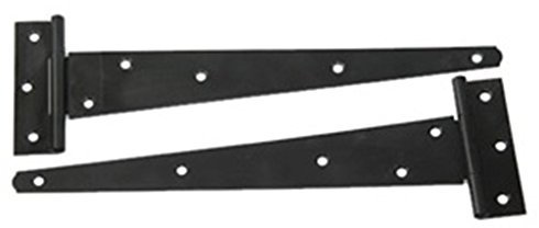 SECURIT 2 charnières en T de 30,5 cm, charnières de porte d'abri de jardin, Noir, Acier allié, Peinte