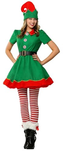 Womens Holiday Elf Fancy Dress Costume Medium