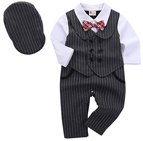 Bebone Baby Boy Formal Clothes Outfit Tuxedo Christening Suit (grey, 12-18 Months)