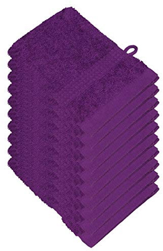 Miamar 10 er Set Waschhandschuh 15 x 21 cm weich saugstark in 15 Farben erhätlich 500g/m² 100% Baumwolle Öko-Tex Lila
