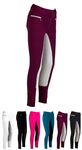RL24 - Kinder-Reithose Flex Basicline – Weinrot/Grau – Gr. 152