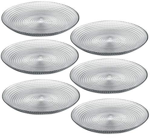 Queensway Home & Dining Dinner Dessert Stackable Serving Clear Glass Plate Dish Set of 6/12 (6 x Dinner Plate)
