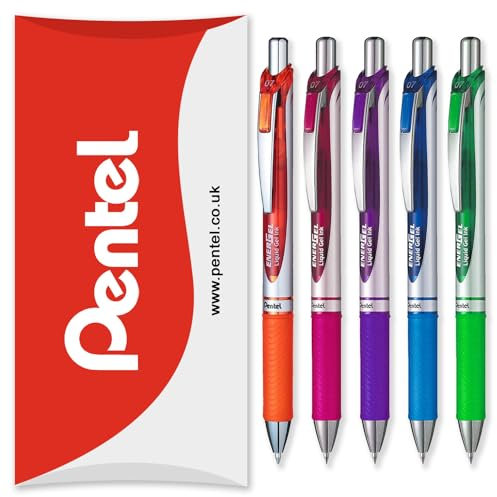 Pentel EnerGel XM BL77 einschiebbarer Flüssiggelschreiber, 0,7 mm, 54 % recycelt, 5 Stück, Tropcial