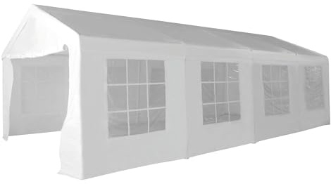 METRO Professional Carpa para Fiestas Blenheim, Acero/Polietileno, 4 x 8 m, Impermeable, Paredes Laterales y Ventanas, Carpa para el Exterior con Protección UV, Bolsa de Transporte Incluida, Blanca